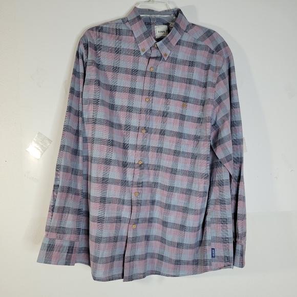 ROWM Other - Mens ROWM Long Sleeve 100% Cotton Gray/pink/black Button front Shirt size XL
